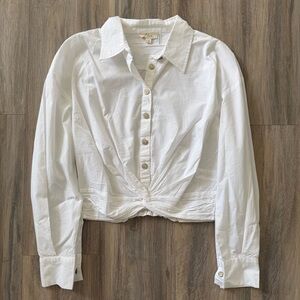 Elan Long Sleeve Button Up Front Twist Top